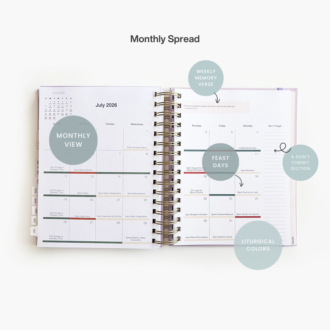 Catholic Academic Liturgical Planner – Mini Layout (July 2025–2026)