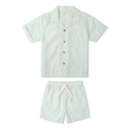 Organic Shirt & Shorts Set - Basil Stripes