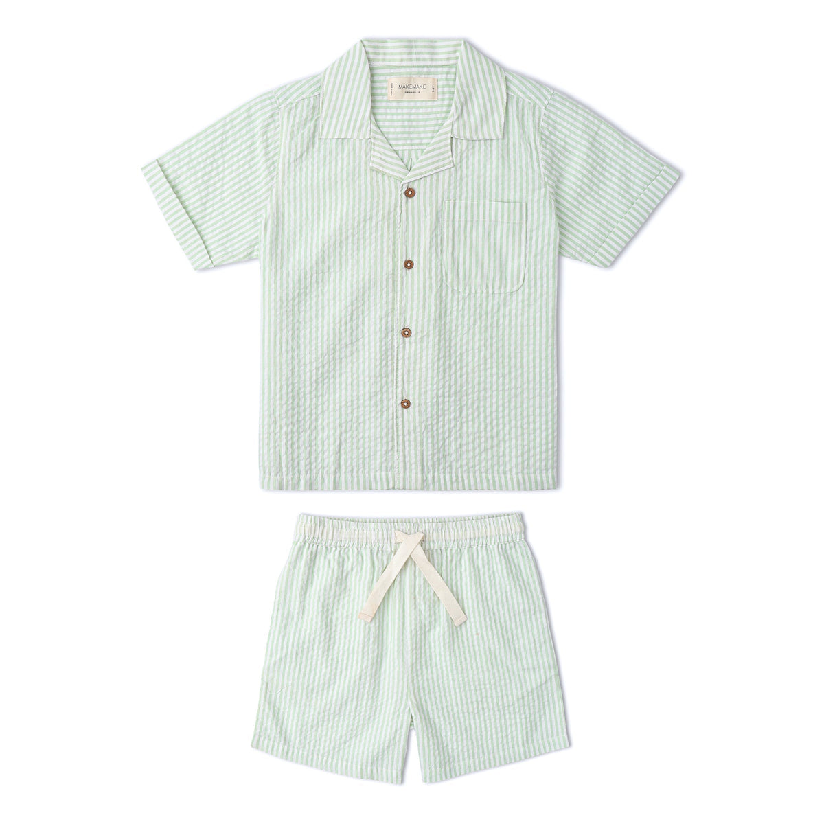 Organic Shirt & Shorts Set - Basil Stripes