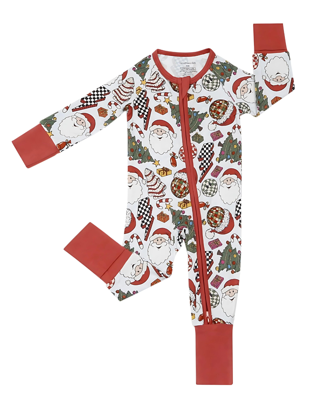 Baby Retro Christmas Bamboo Zip Pajama Romper