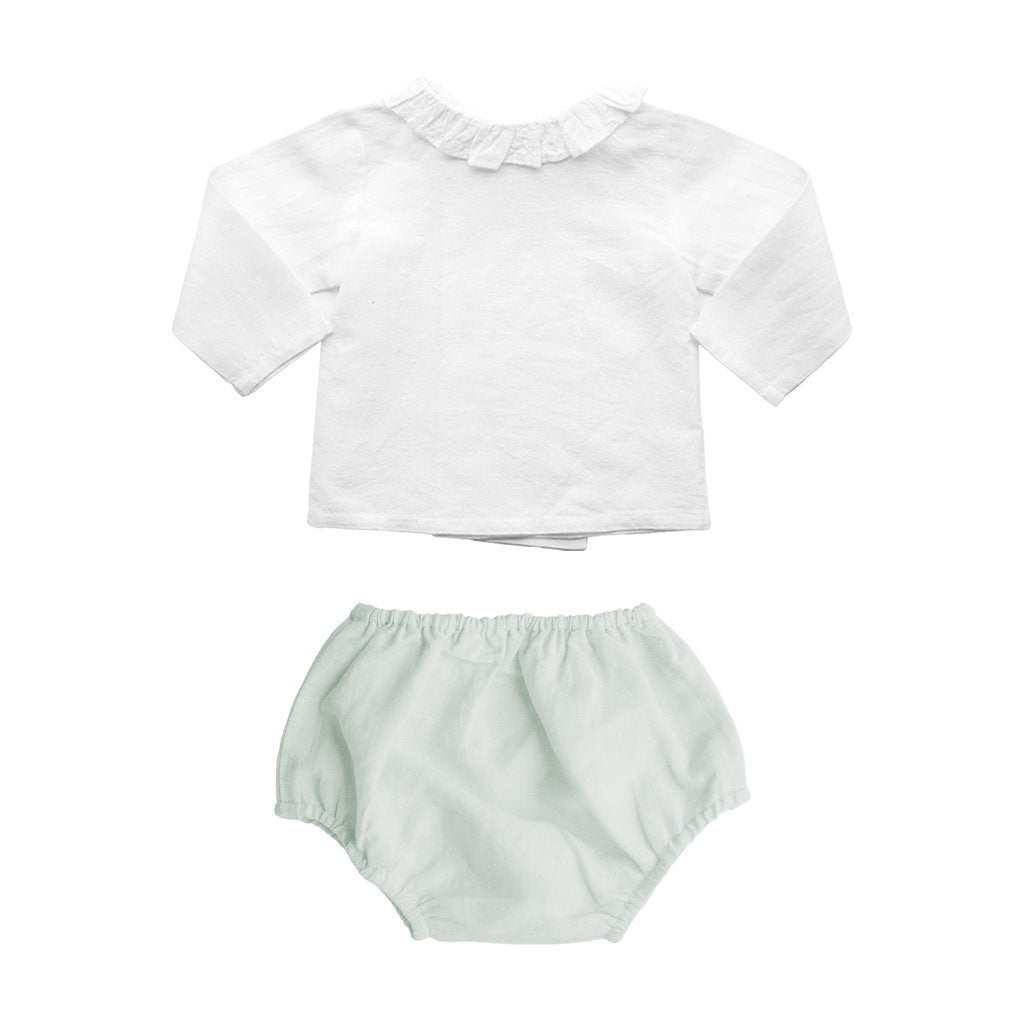 Baby Girl Double Button Blouse and French Grey Bloomer Set