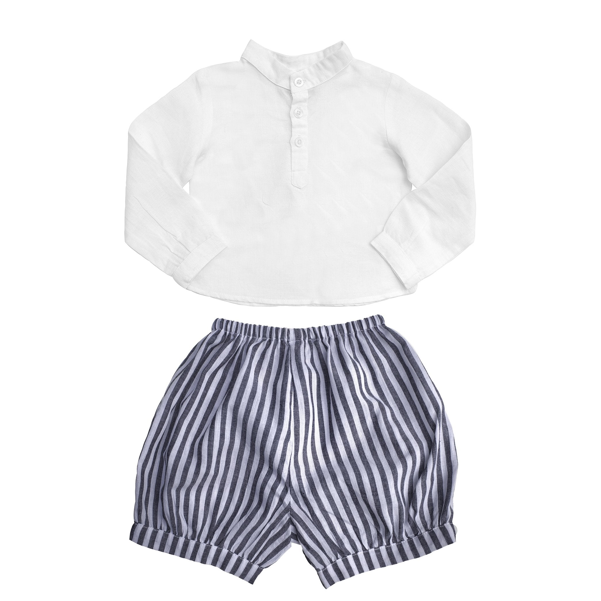 Baby Boys White Shirt and Harbor Island Stripe Short Set