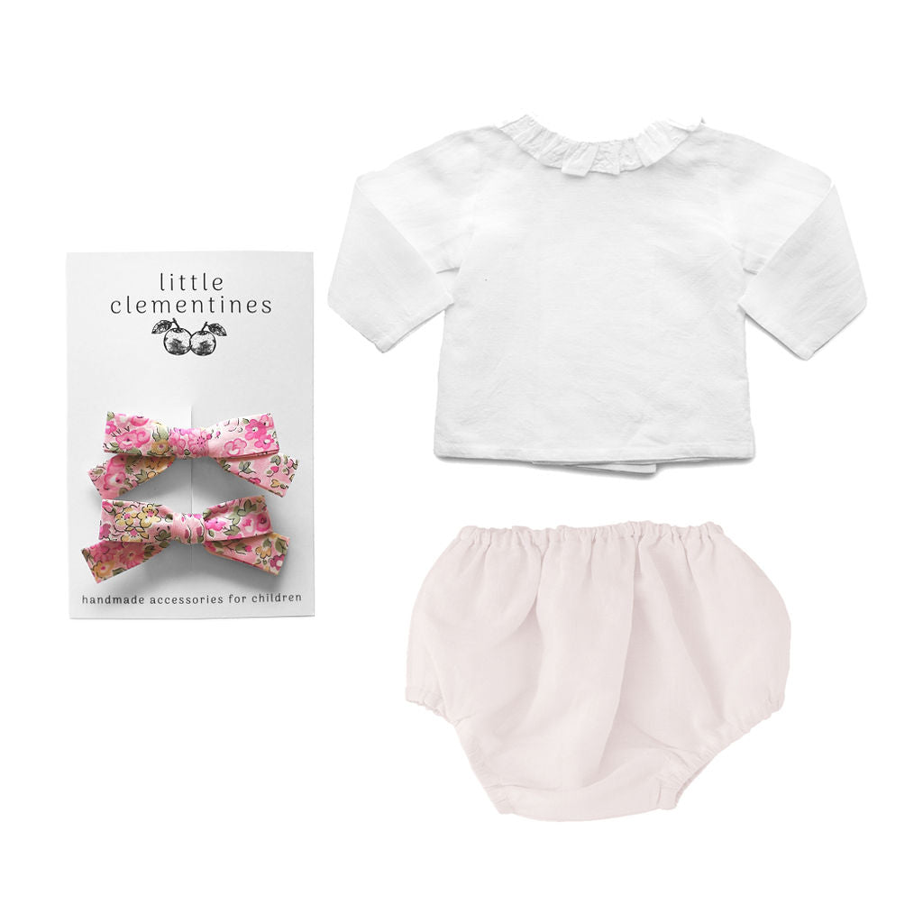 Blossom Pink Liberty Bow Baby Girl Set
