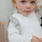 Apron Baby Bib | Husk Grey Ruffle