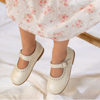 Girls Pearly Ivory Leather Walker Shoes