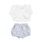 Easter Monogram Gift Set | Boys White Linen Shirt and Pale Blue Gingham Shorts