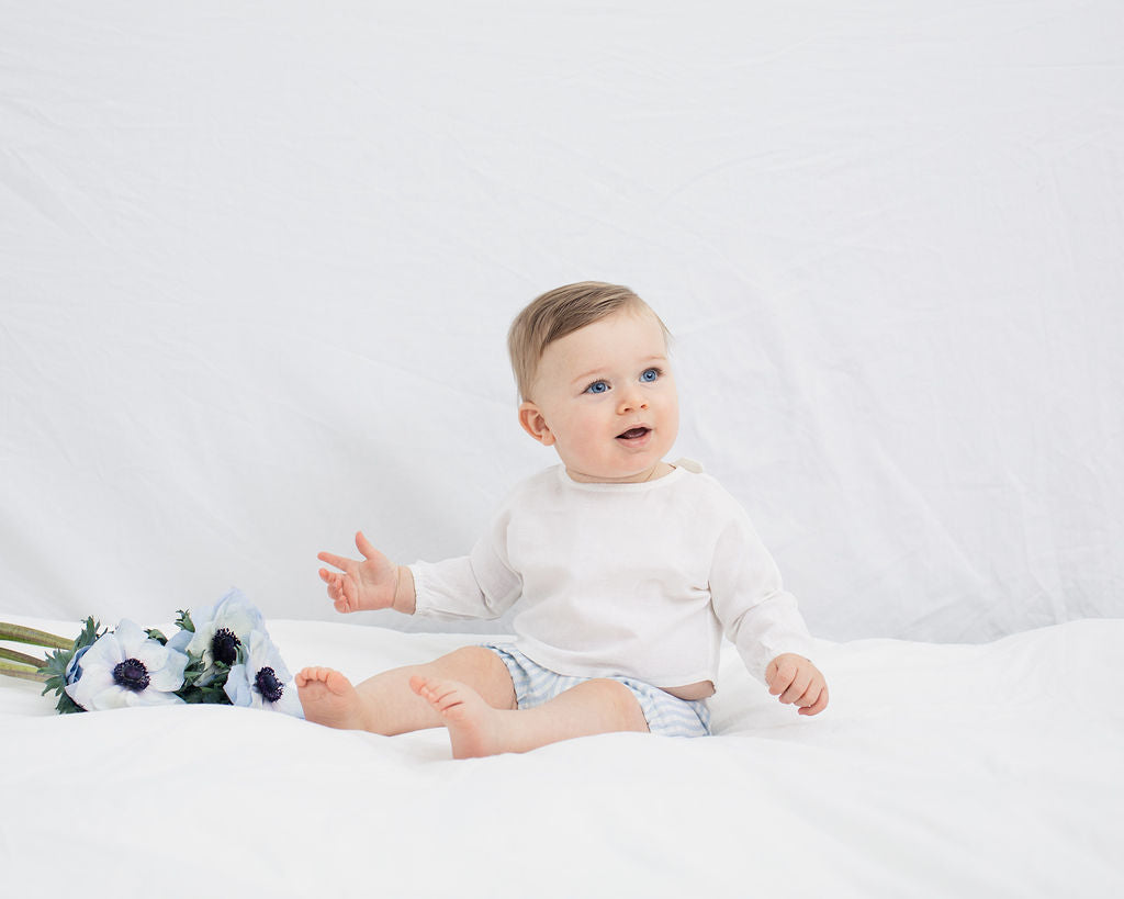 Baby Boys Short | pale blue gingham