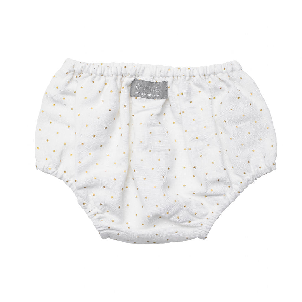 Gold Spot and White Linen Baby Bloomer