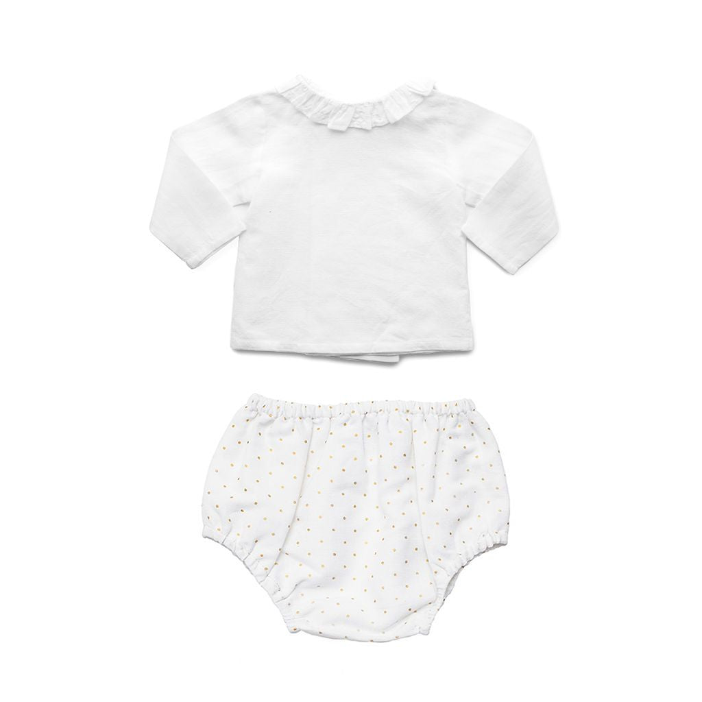 Gift set | gold spot bloomer and white linen blouse