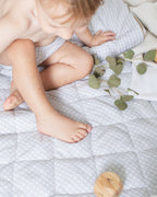 Grey Gingham and white Linen Play Mat