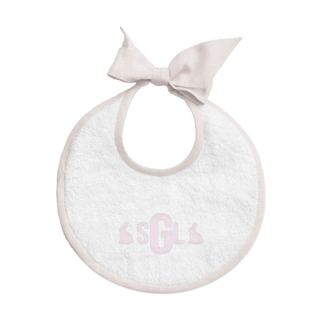 Easter monogram newborn bib | dusty pink gingham