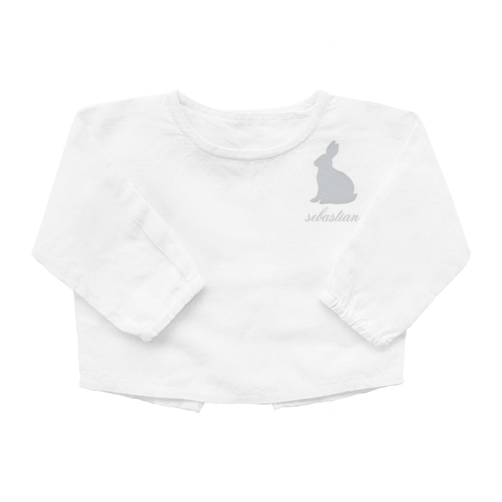 Baby Easter Double Button Shirt | White Linen