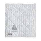 Monogrammed  Play mat | grey gingham and white linen