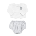 Monogrammed Gift set | double button shirt and grey gingham bloomer