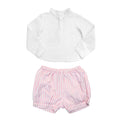 Boys White Shirt and Palm Beach Pink Stripe Shorts Set