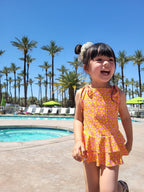 Pink and Yellow Ruffle Two-Piece Swimsuit