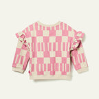 Recycled Cotton Pink Block Ruffled Sweatshirt