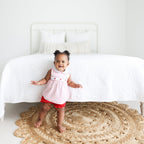 Pink Gingham Strawberry Smocked Bloomer Set