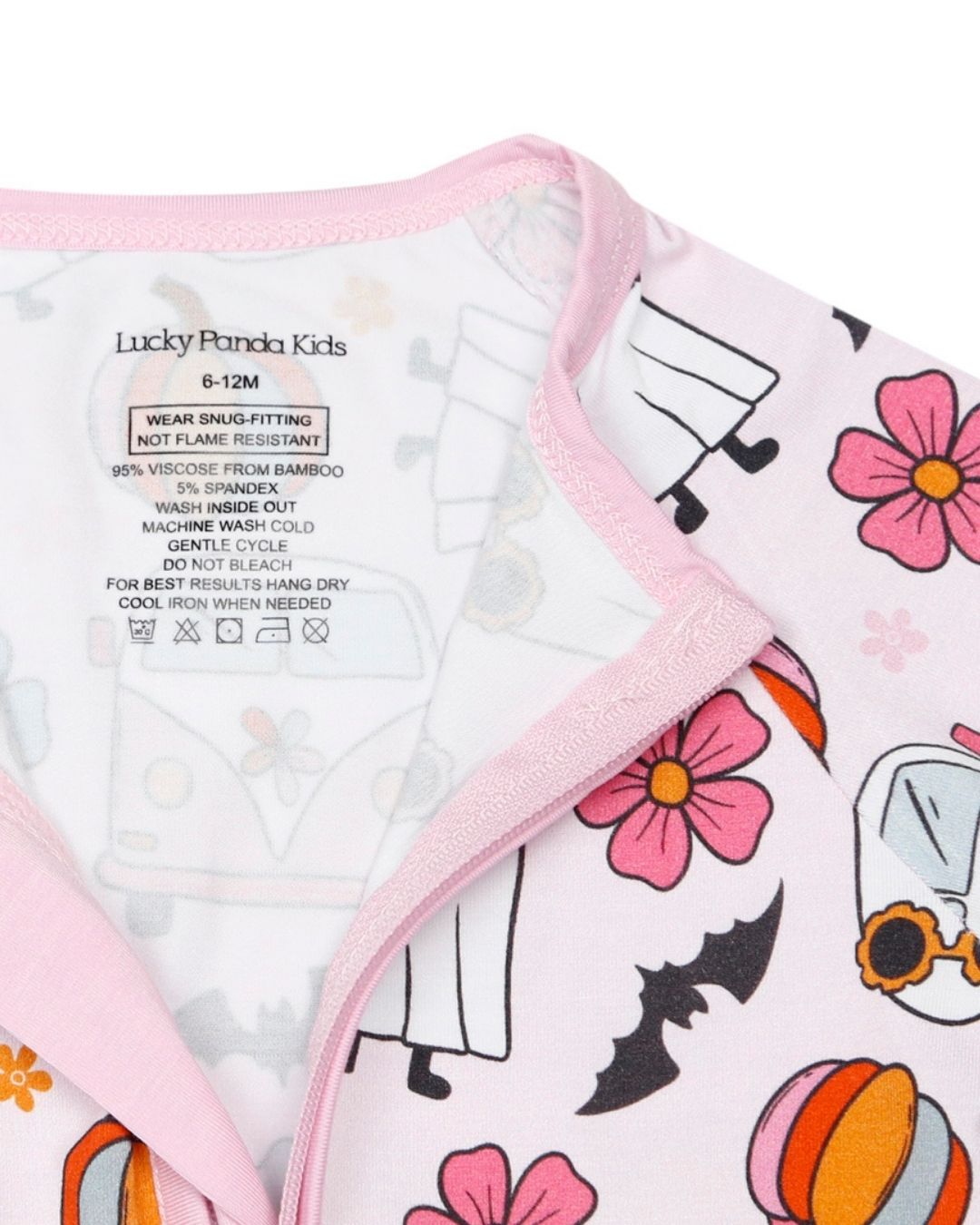 Baby Girl Retro Ghost Bamboo Zip Pajama Romper