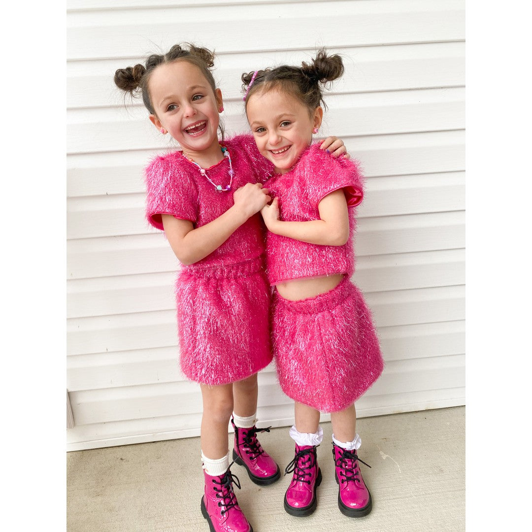 Girls Pink Sparkle Tinsel Set