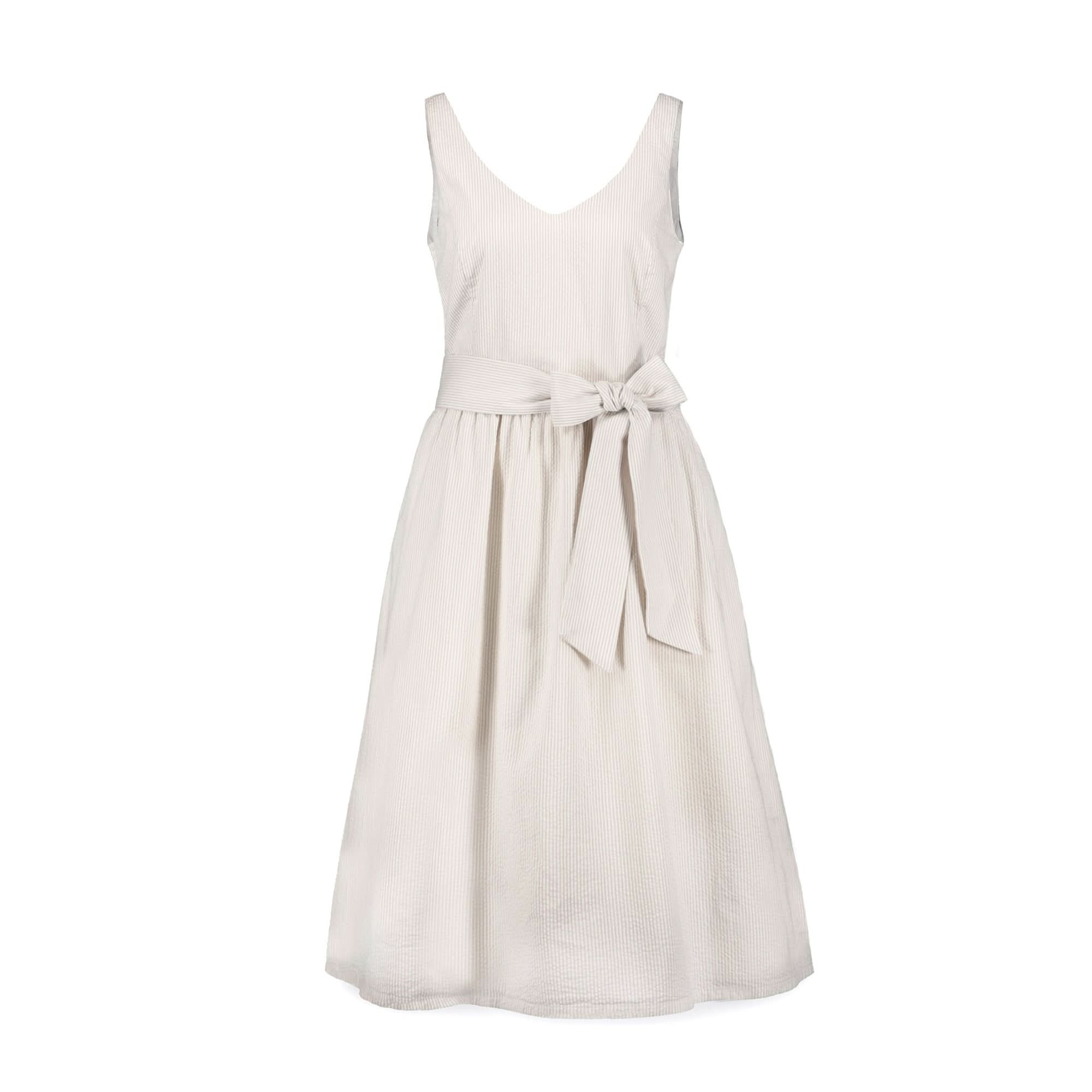 Women’s A-Line Organic Dress with Sash Taupe