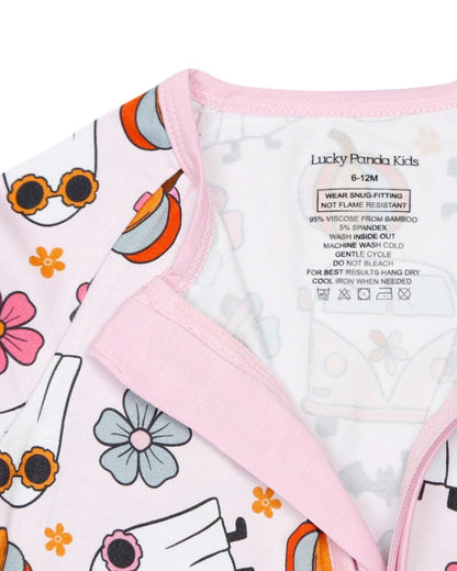 Baby Girl Retro Ghost Bamboo Zip Pajama Romper