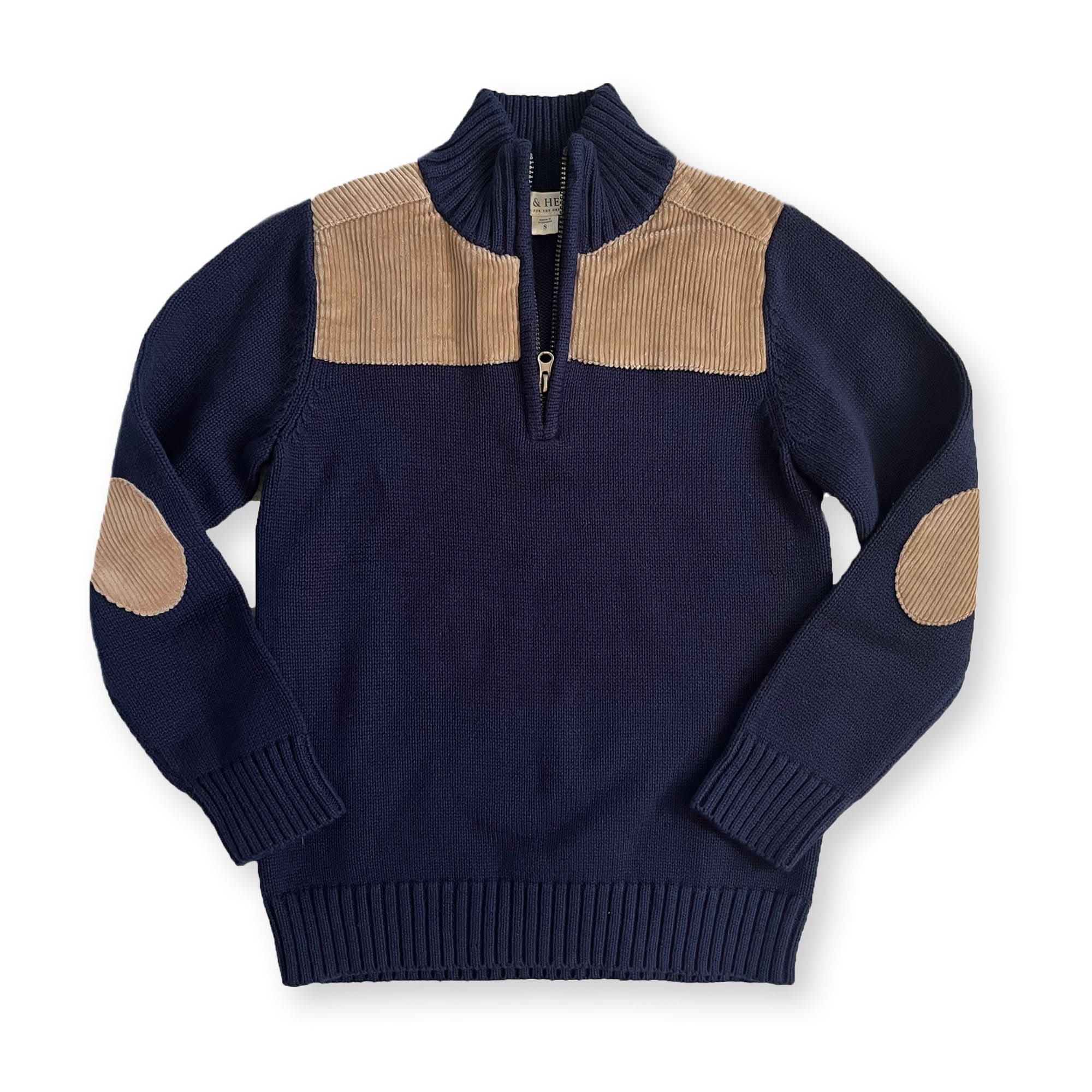 Half-Zip Sweater with Cord Yoke