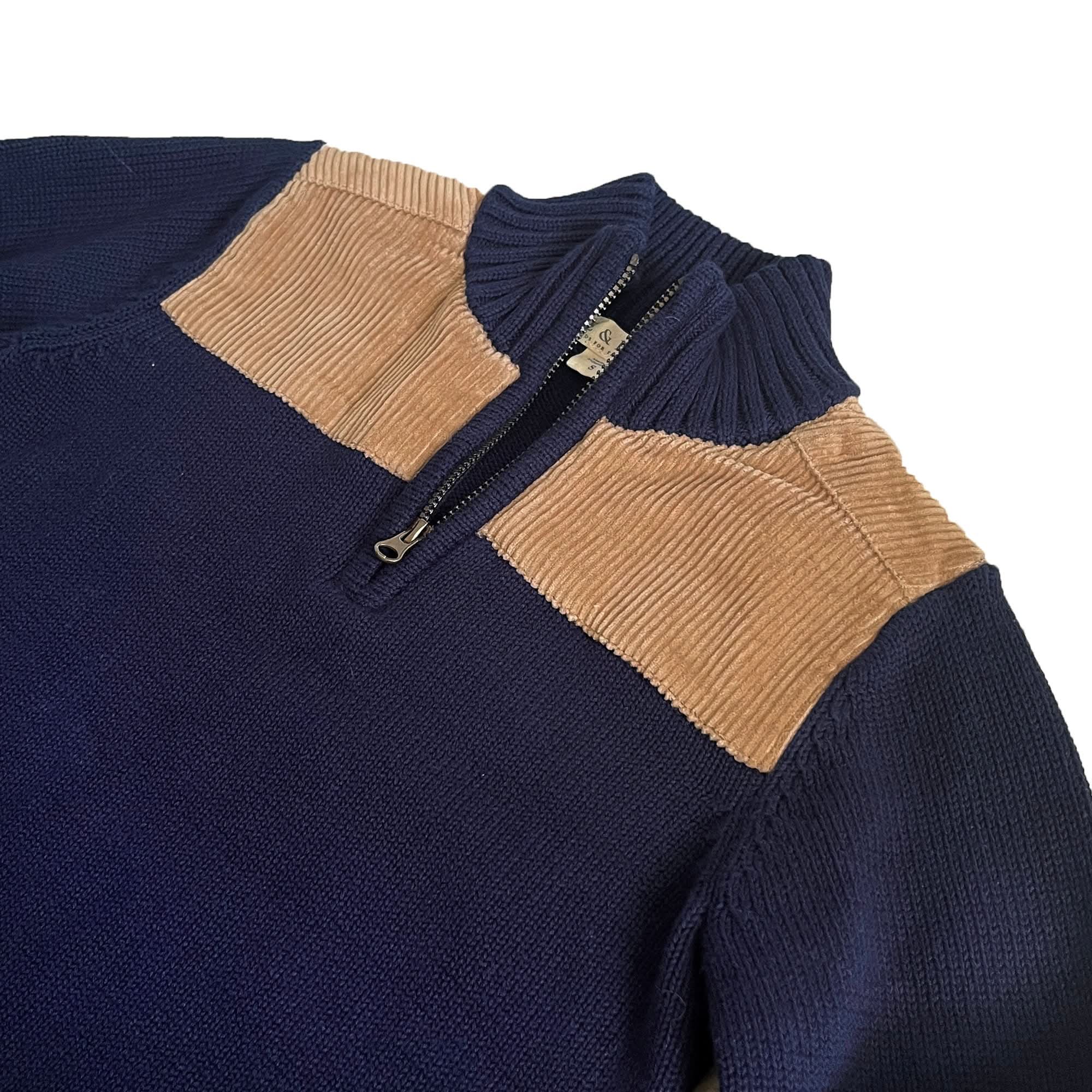 Half-Zip Sweater with Cord Yoke