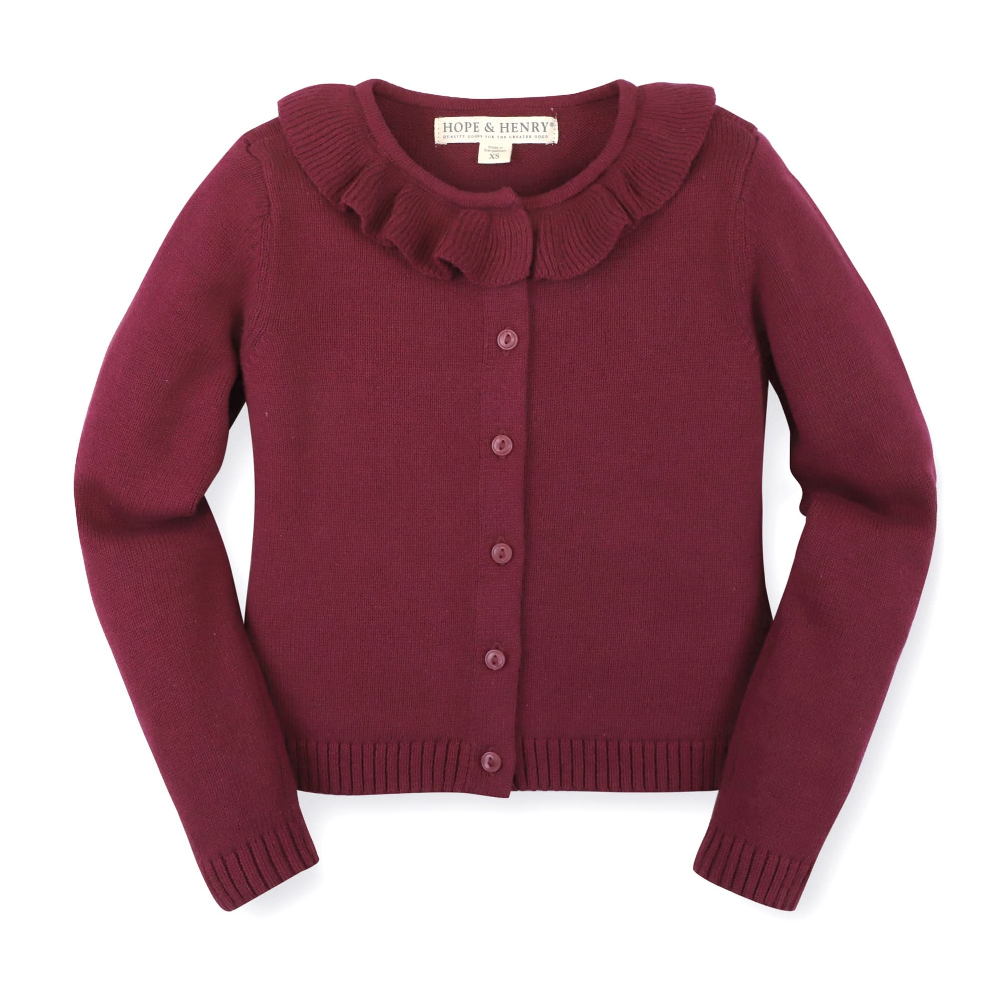 Organic Ruffle Collar Cardigan