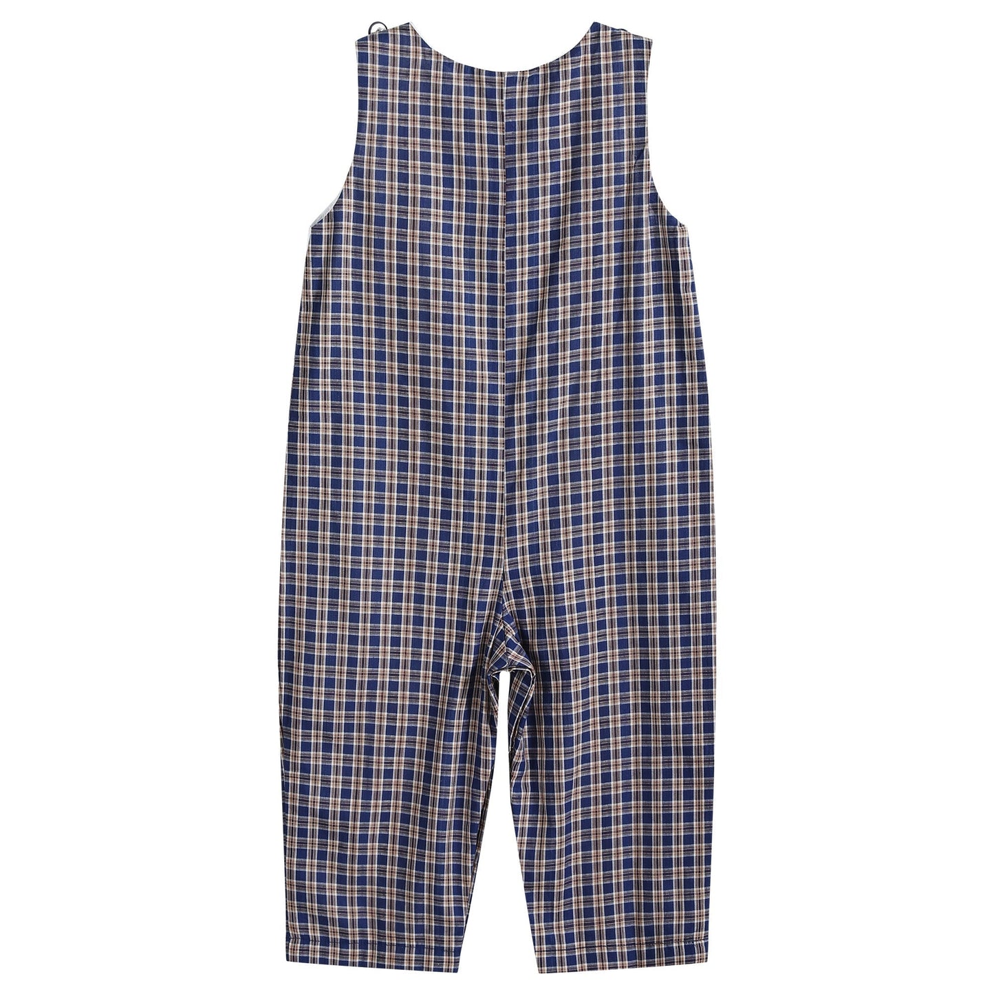 Baby Blue Flannel Plaid Mallard Smocked Overalls