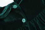 Green Velour Flutter Sleeve Dress