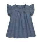 Flutter Sleeve Organic Chambray Top