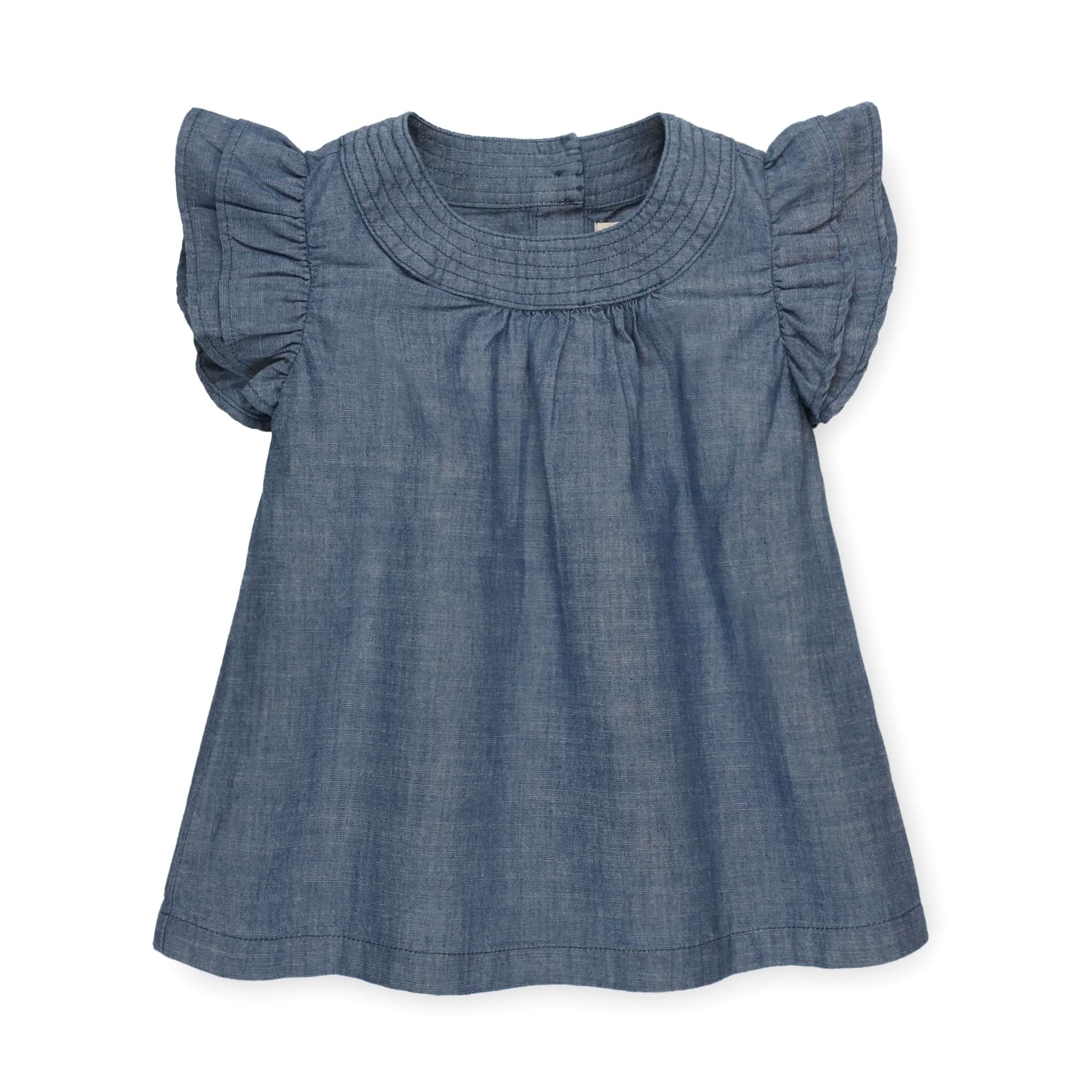 Flutter Sleeve Organic Chambray Top