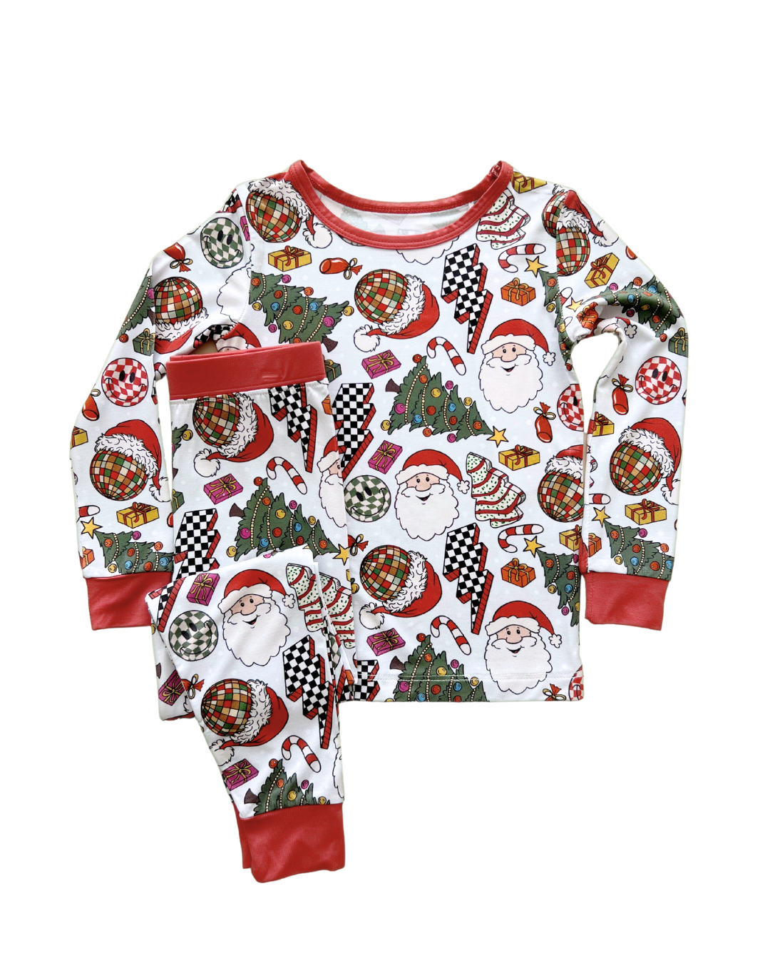 Kids Bamboo Two Piece Set | Retro Christmas