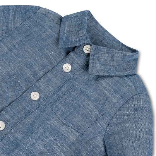 Organic Chambray Button Front Romper