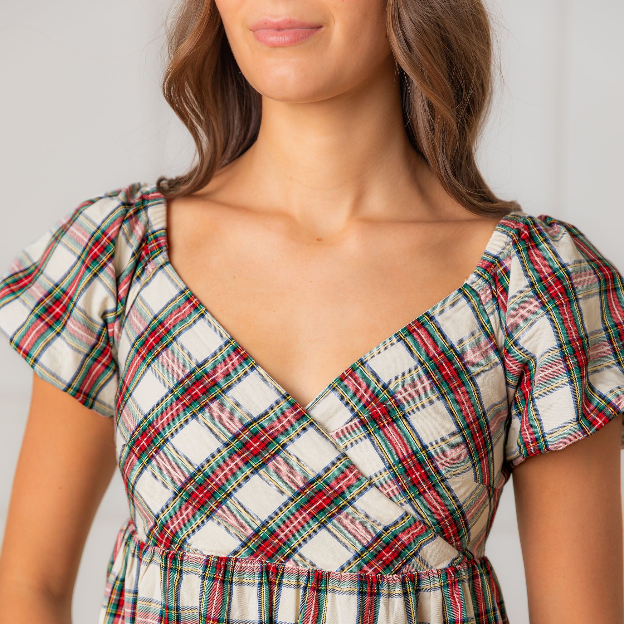 Women's Puff Sleeve Crossover Dress
