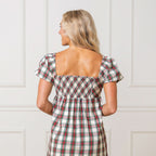 Women's Puff Sleeve Crossover Dress