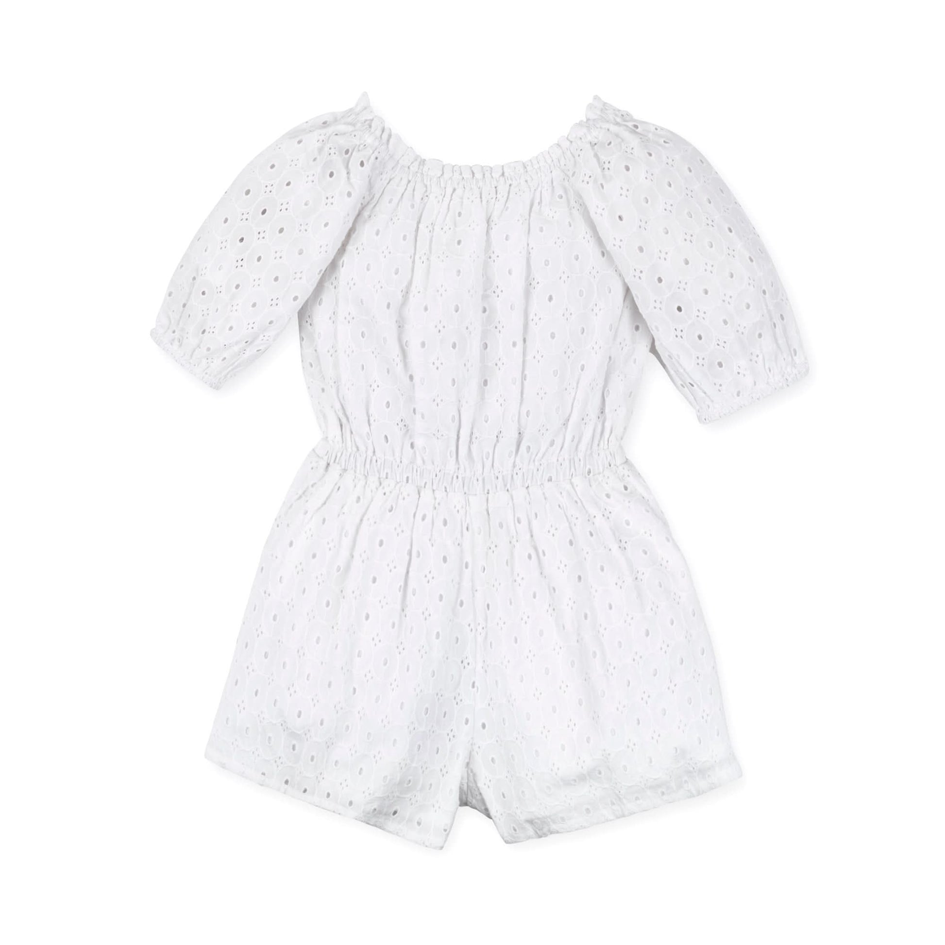 Puff Sleeve Organic Eyelet Romper