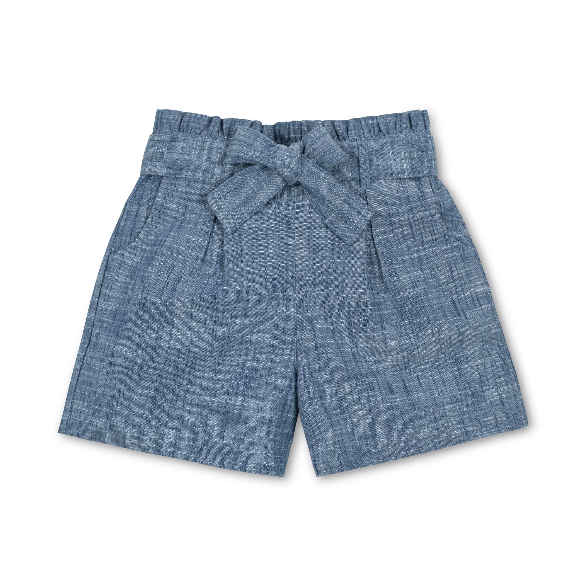 Organic Chambray Pull-On Paperbag Shorts - Baby