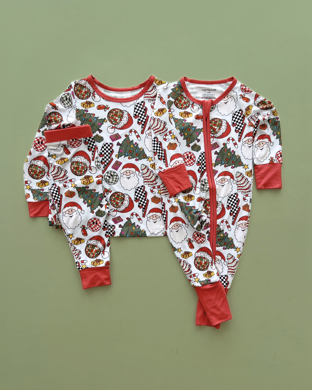 Baby Retro Christmas Bamboo Zip Pajama Romper