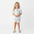 Organic Smocked Top & Shorts Set - Blue Vines