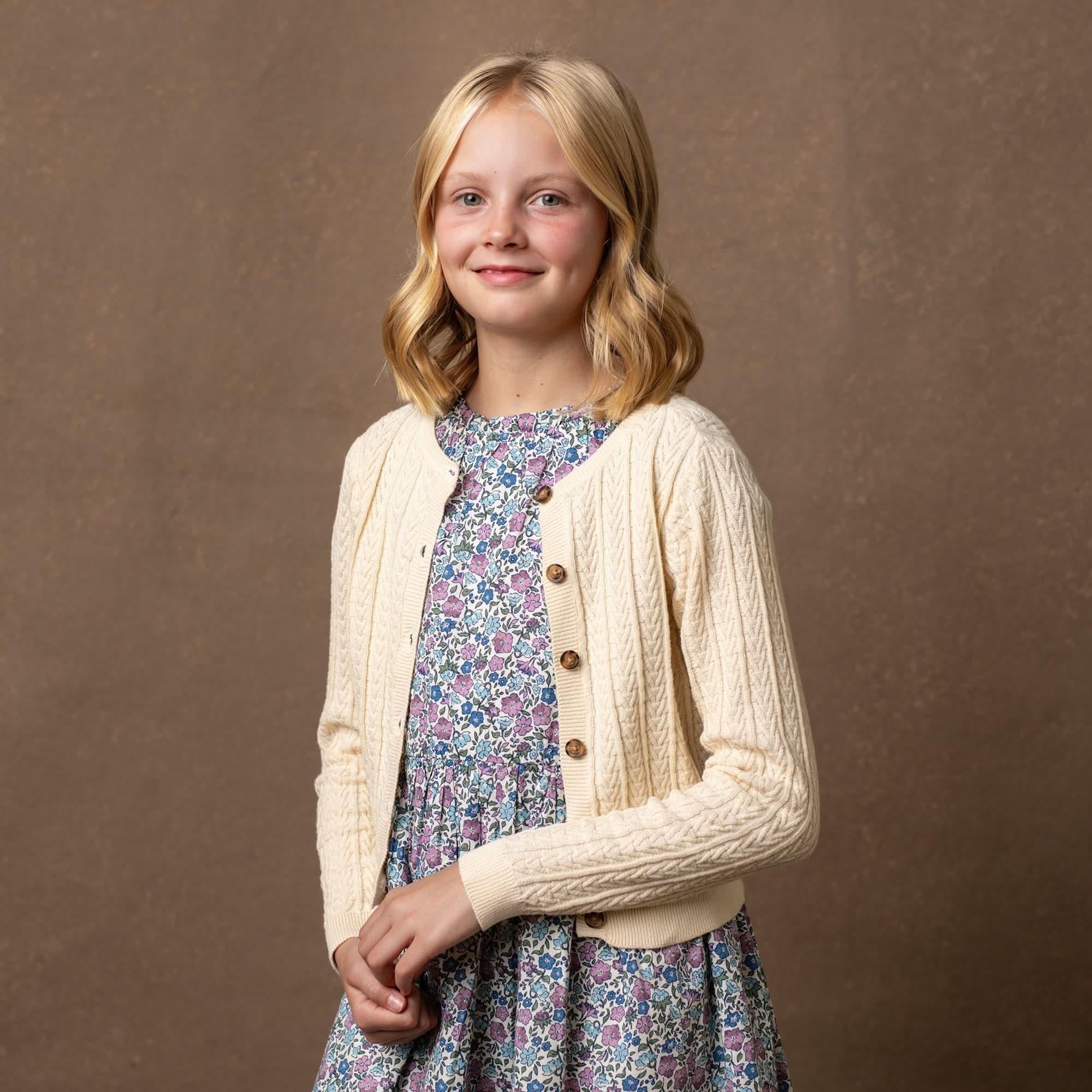 Organic Chevron Cable Cardigan