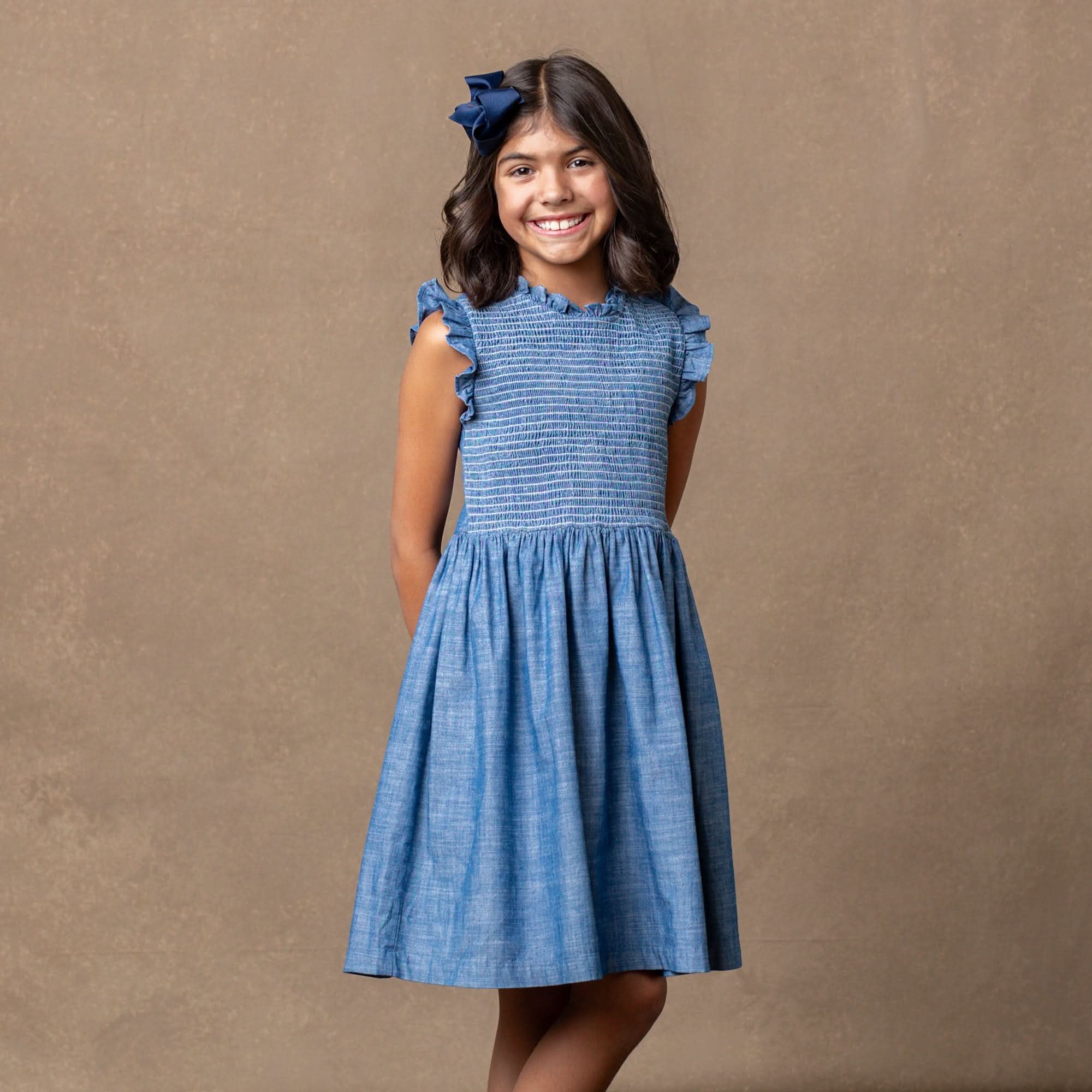 Organic Flutter Smocked Chambray Dress - Baby