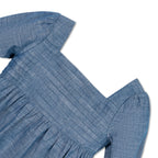 Organic Ruched Chambray Dress