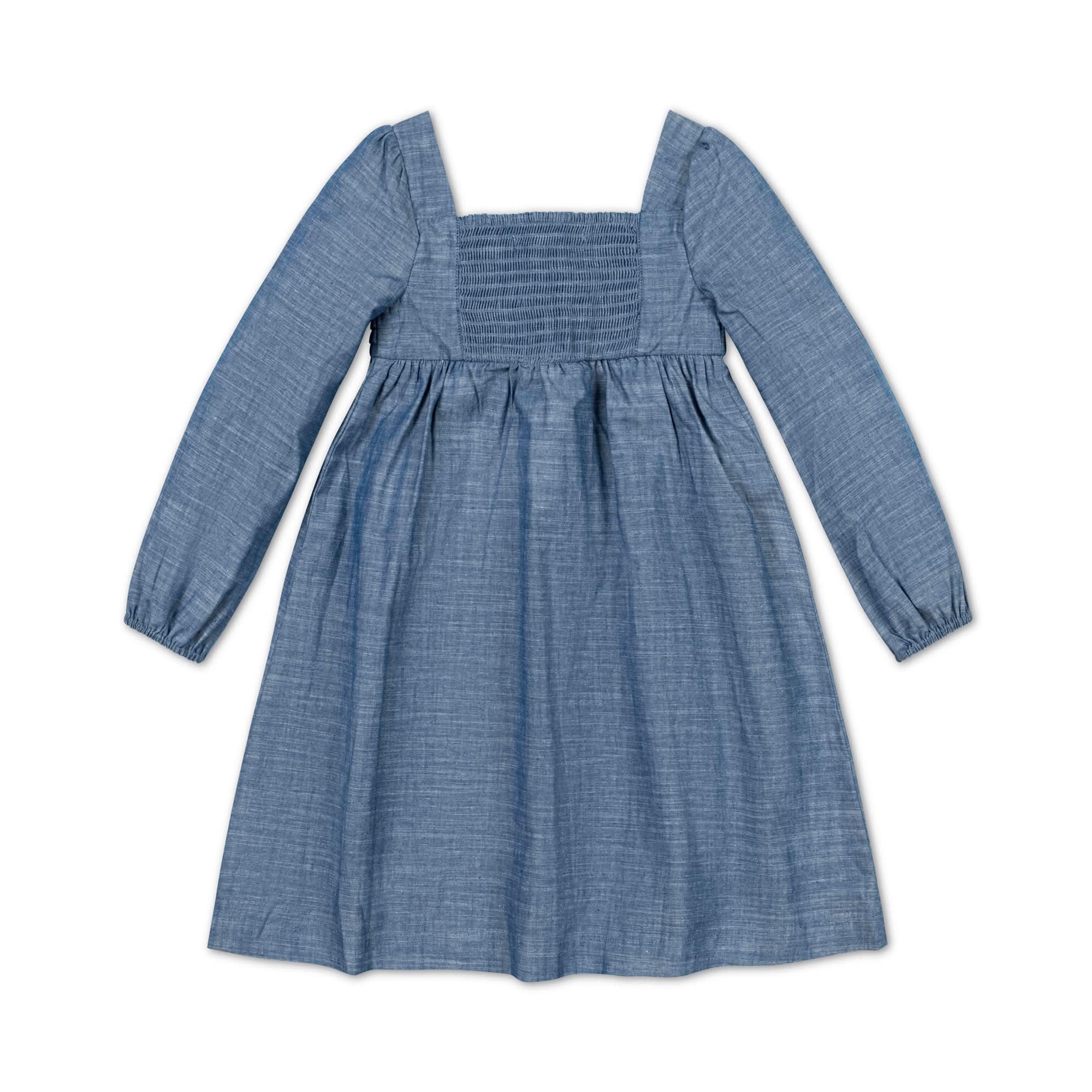 Organic Ruched Chambray Dress