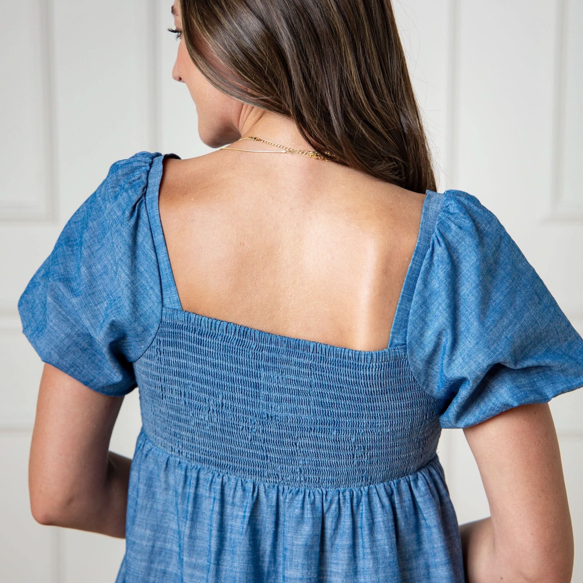 Women's Organic Ruched Chambray Dress