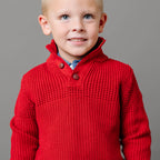 Organic Mix Stitch Mock Neck Sweater with Elbow Patches - Baby