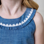 Organic Ruffle Collar Chambray Top