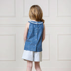 Organic Ruffle Collar Chambray Top