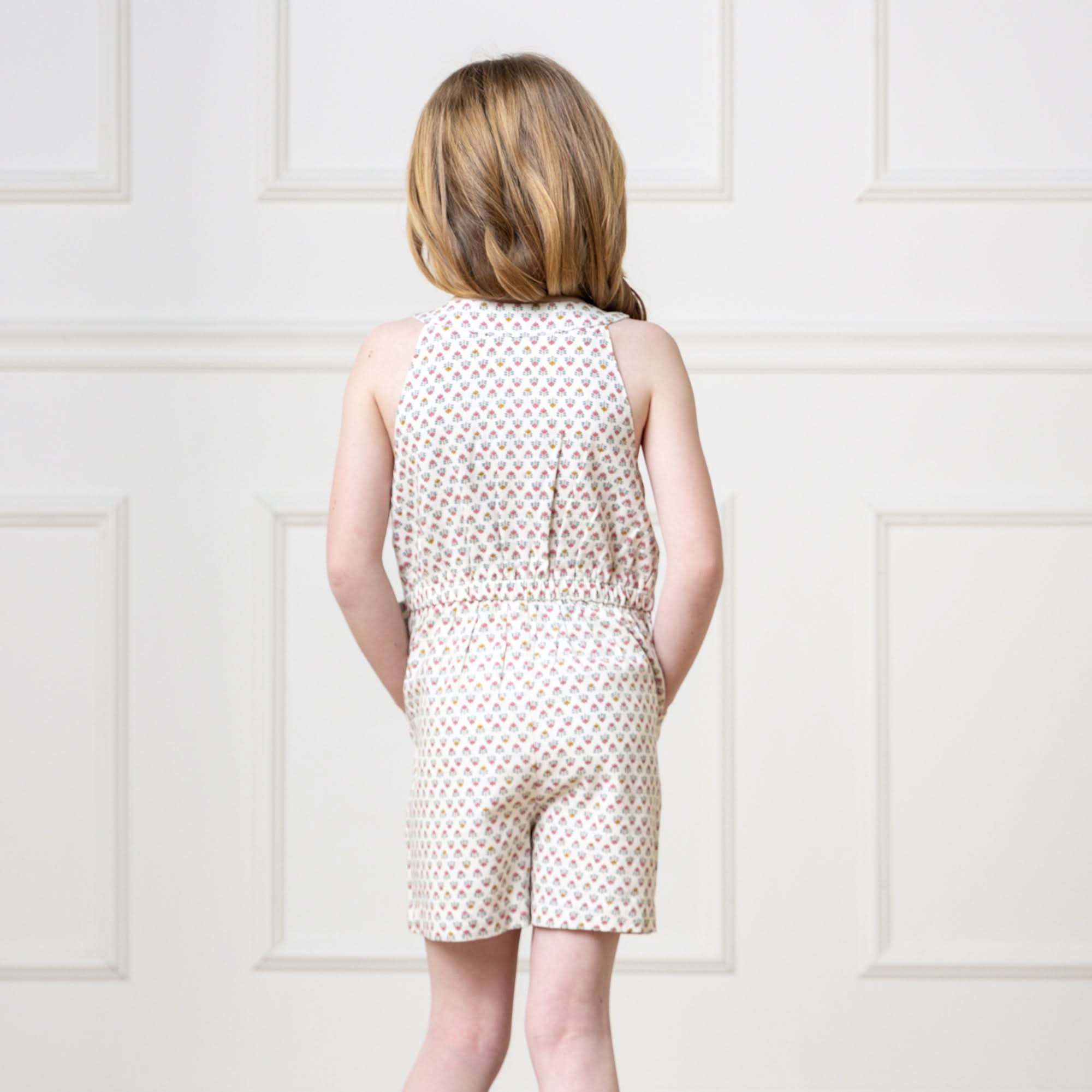 Girls Button Front Halter Romper